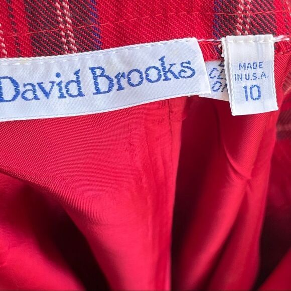 Vintage 80’s David Brooks Red Plaid Two Piece Shorts & Vest Set 8 - Picture 9 of 11